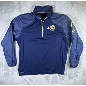 St. Louis Rams Pullover Mens XL Navy Blue NFL Football Quarter Zip Dri-FIT Nike